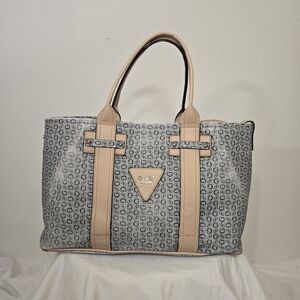 GUESS Gray and Tan Tote Bag